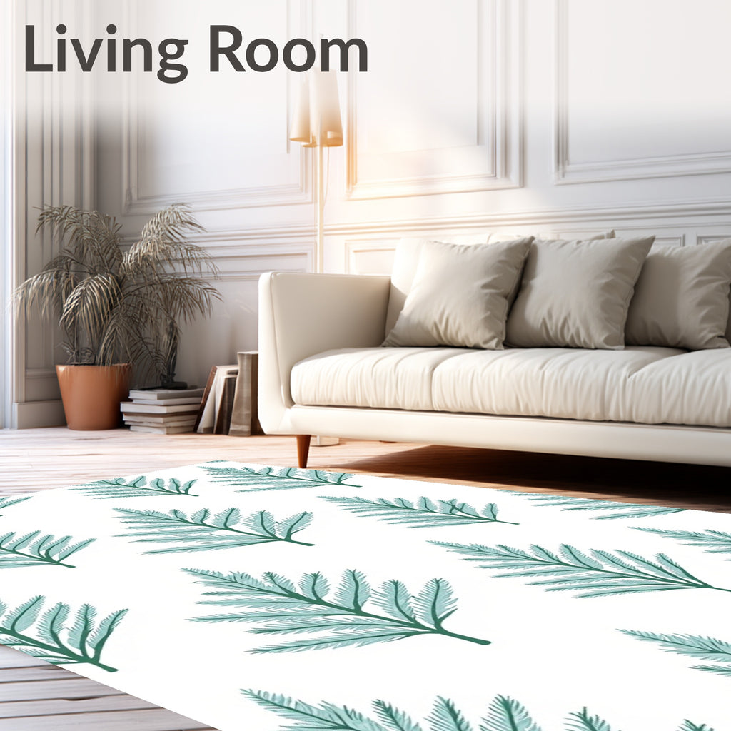 Teal Evergreen Fern All Over Rug