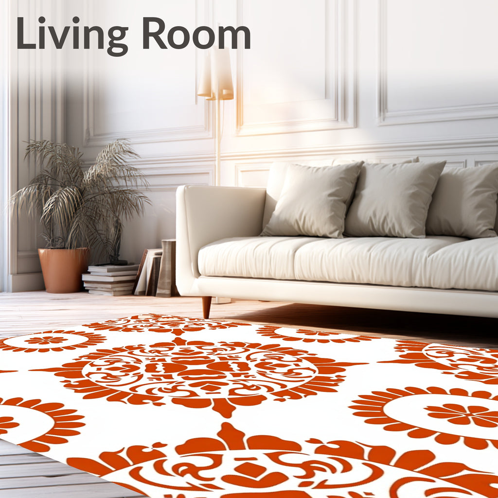 Ornate Circular Floral Pattern Rug