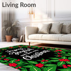 Festive Holly Berry Christmas Border Rug