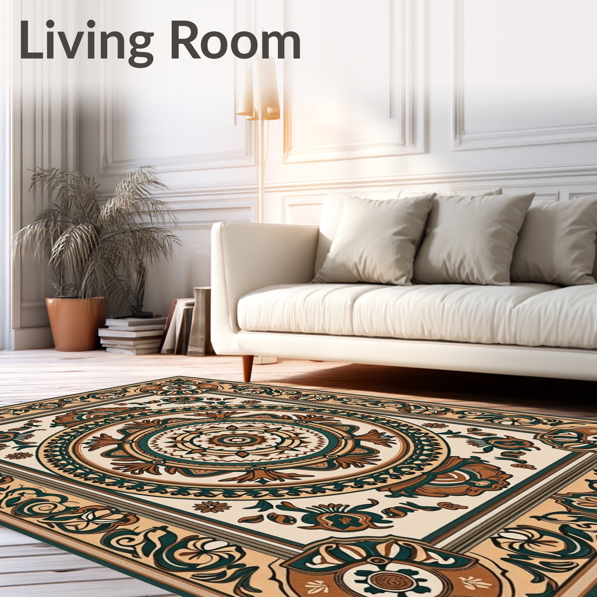 Elegant Floral Mandala Pattern Rug