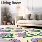 Purple Daisy Delightful Floral Pattern Rug