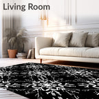 Monochromatic Snowflake Geometric Overlay Rug