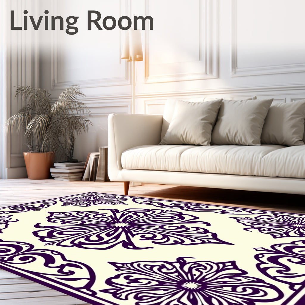 Elegant Floral Damask Pattern Rug