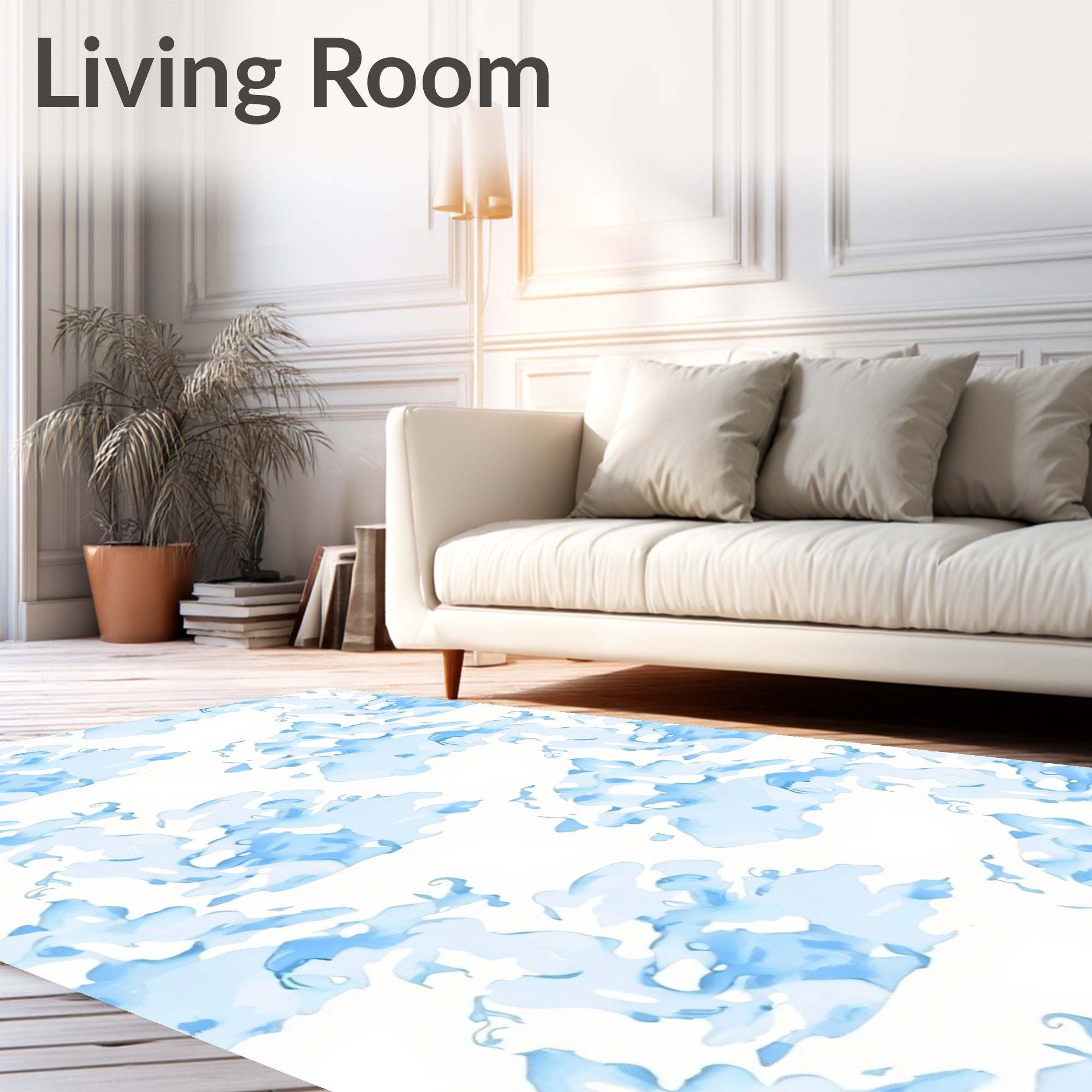 Abstract Blue Water Pattern Rug