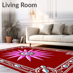 Radiant Pink Starburst Floral Pattern Rug