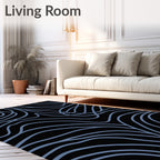 Abstract Wavy Blue Lines Rug