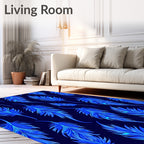Electric Blue Feather Pattern Rug