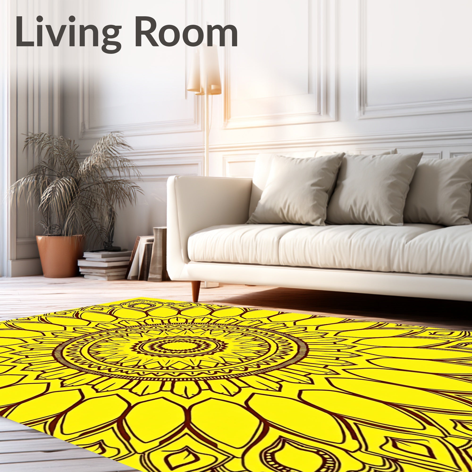 Radiant Yellow Sunflower Mandala Design Rug