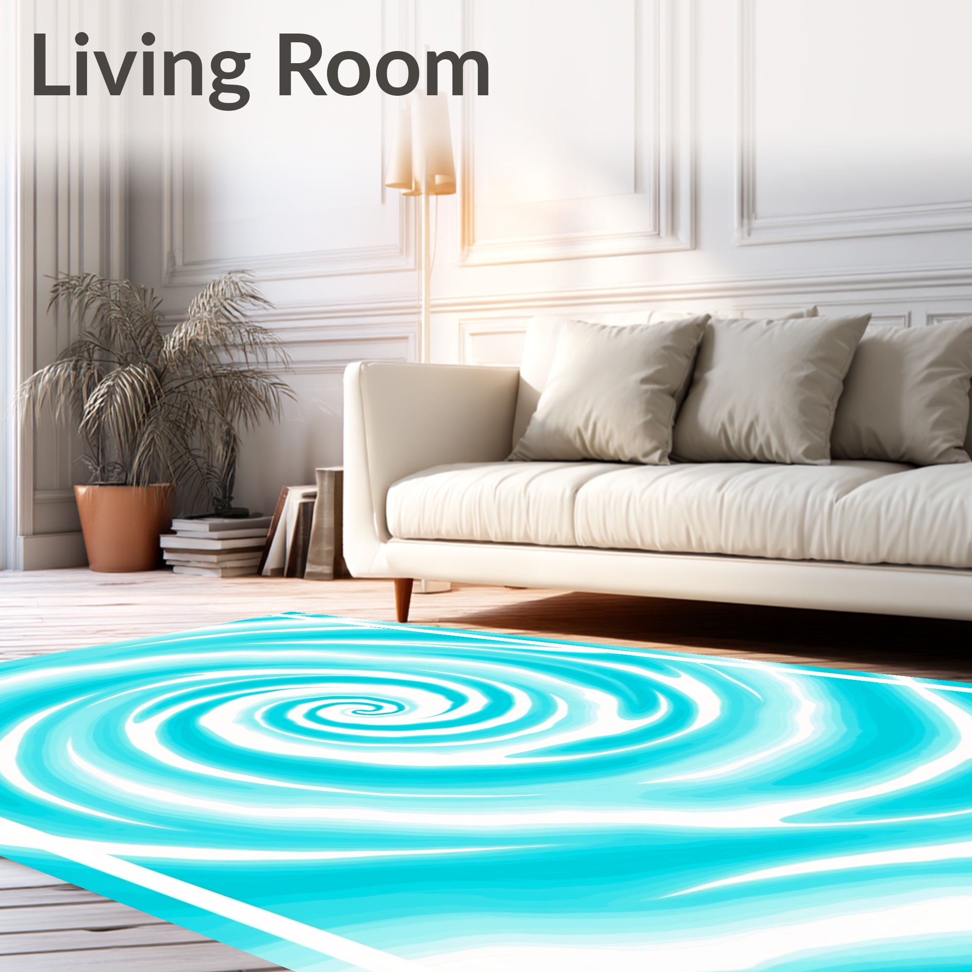 Cool Swirling Cyan Pattern Rug