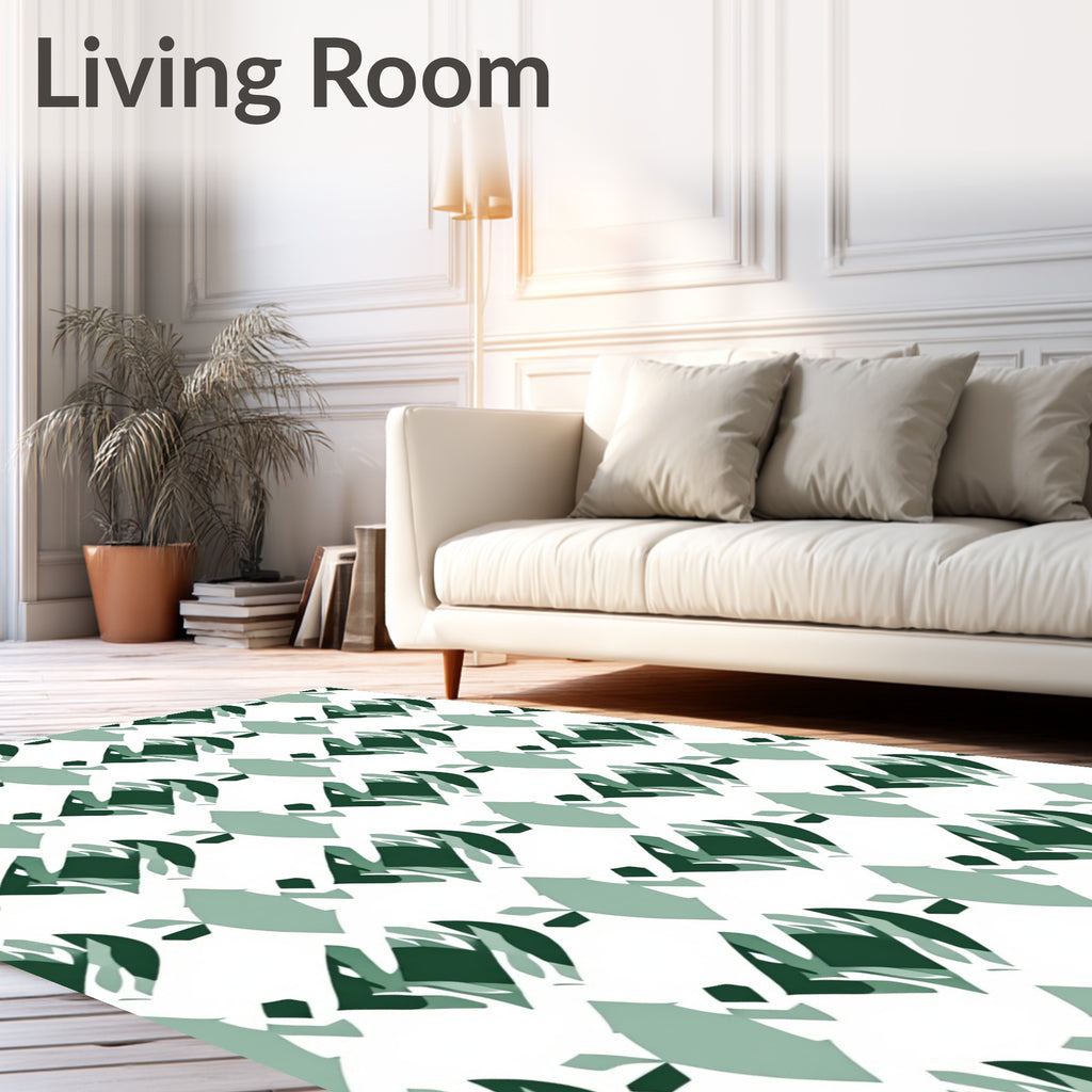 Artistic Green Geometric Pattern Rug