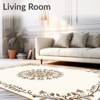 Brown floral mandala and border design Rug