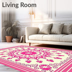 Bright Pink Mandala Floral Pattern Rug