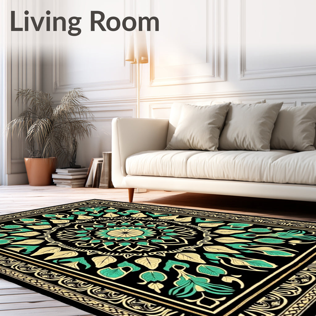 Intricate Floral Mandala Patterned Rug