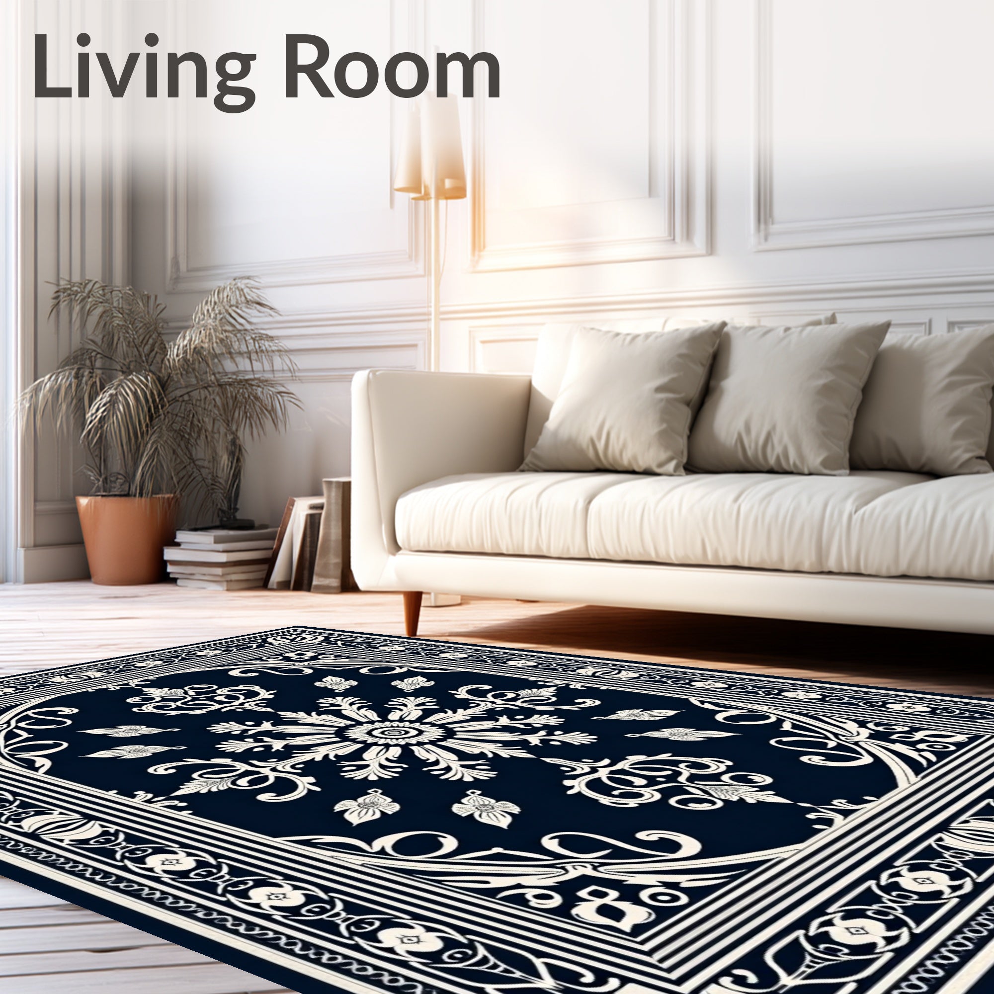 Ornate Floral Scrollwork Patterned Rug