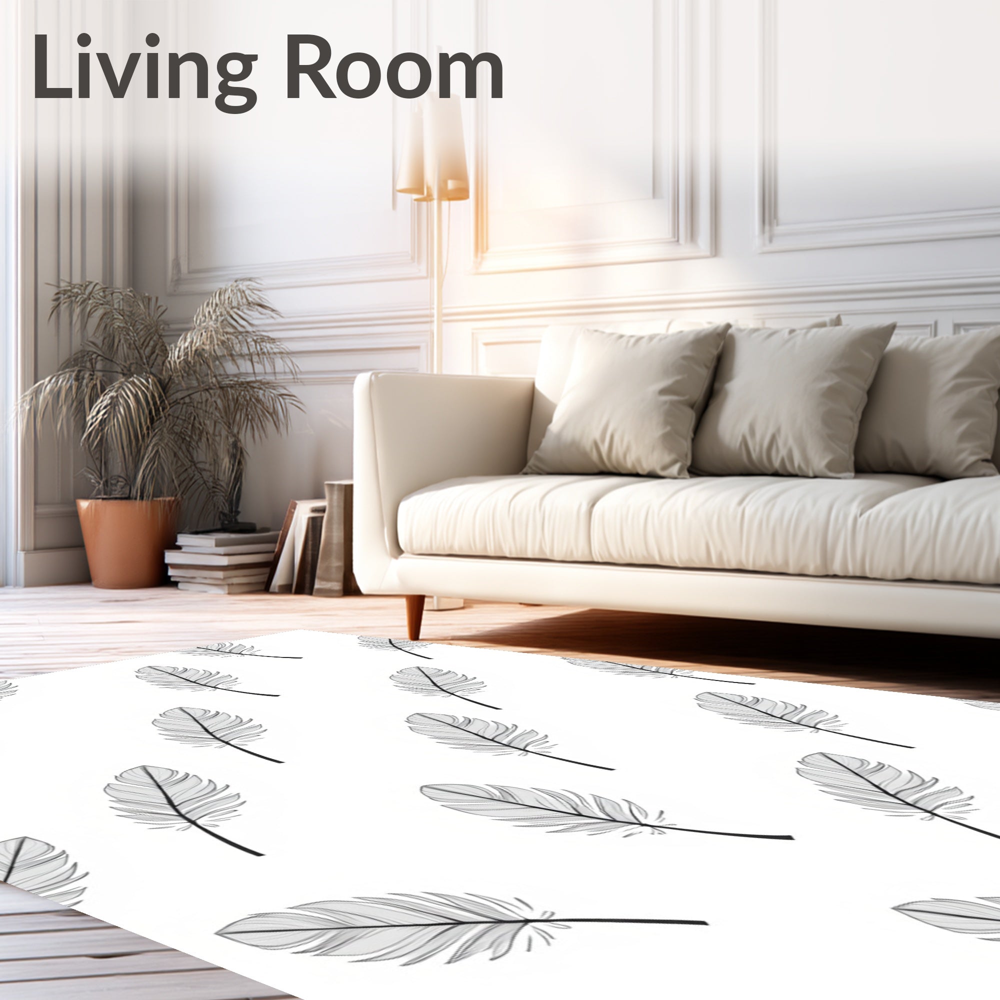 Delicate Feather Pattern Design Rug