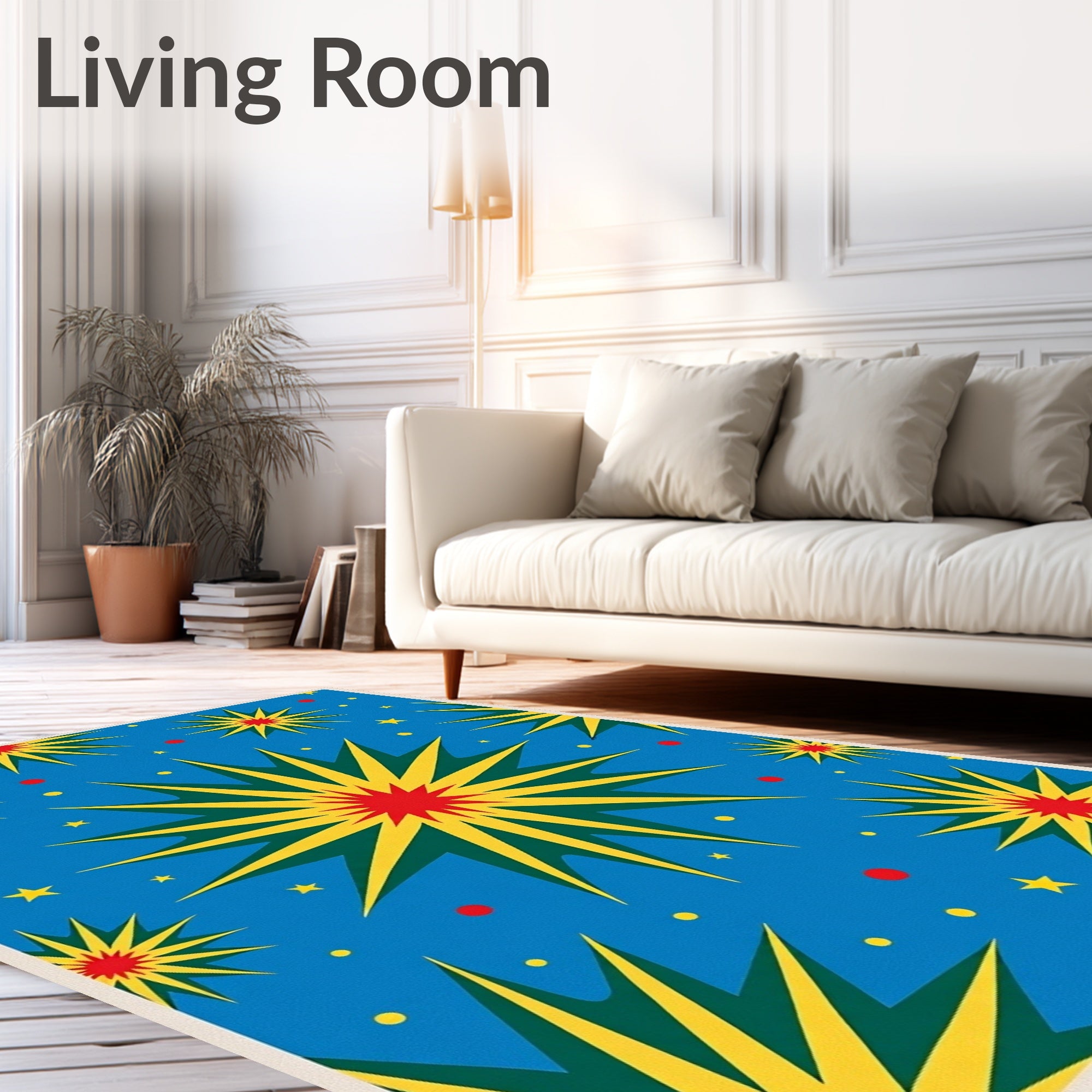 Bold Starbursts Dot Pattern Rug