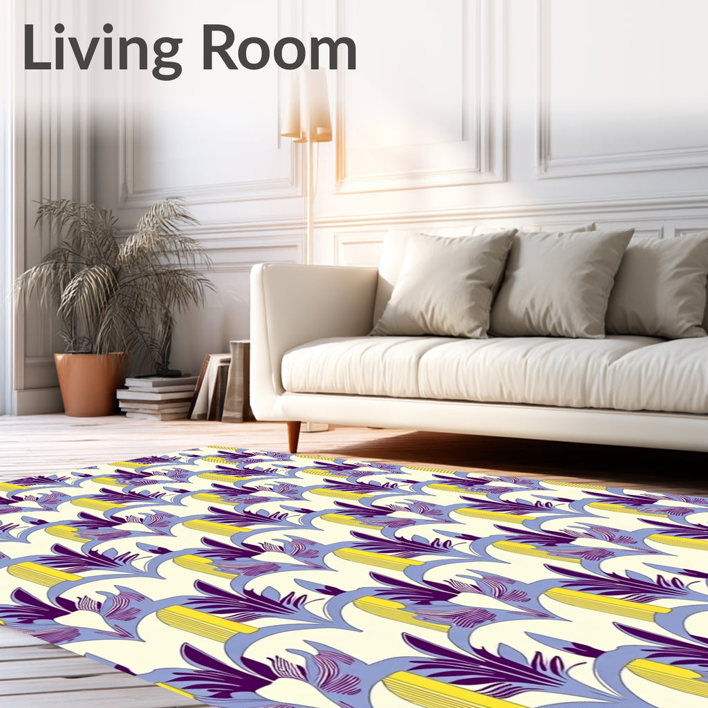 Art Deco Floral Geometric Pattern Rug