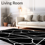 Black White Intersecting Line Abstract Rug