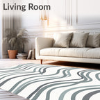 Wavy Serene Blue Lines Runner Rug