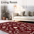 Deep Red Ornament Garland Botanical Rug