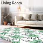 Nature Inspired Floral Swirl Pattern Rug