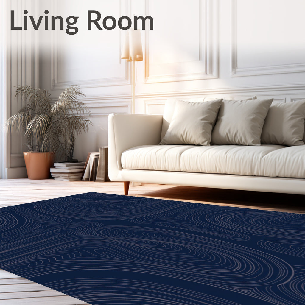 Deep Blue Swirls Abstract Pattern Rug