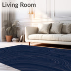 Deep Blue Swirls Abstract Pattern Rug