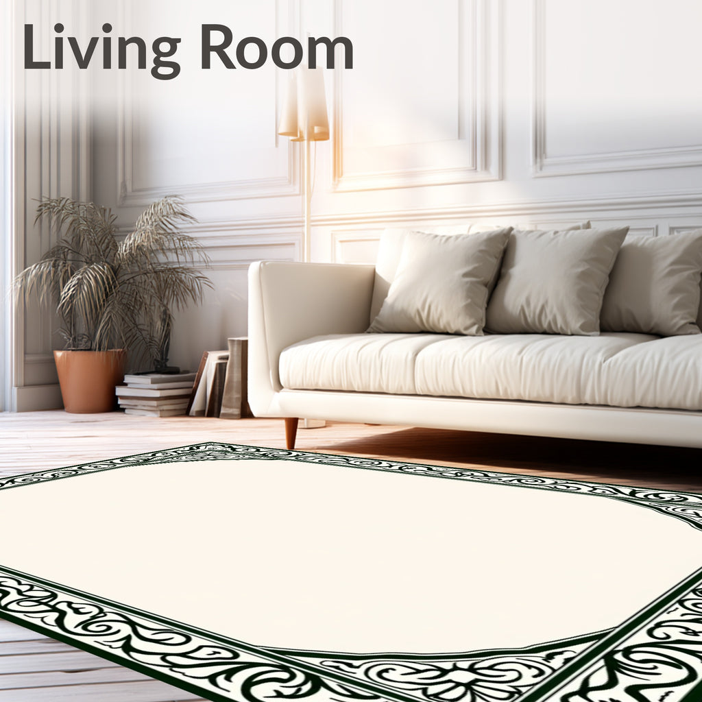 Vintage Floral Swirl Border Rug