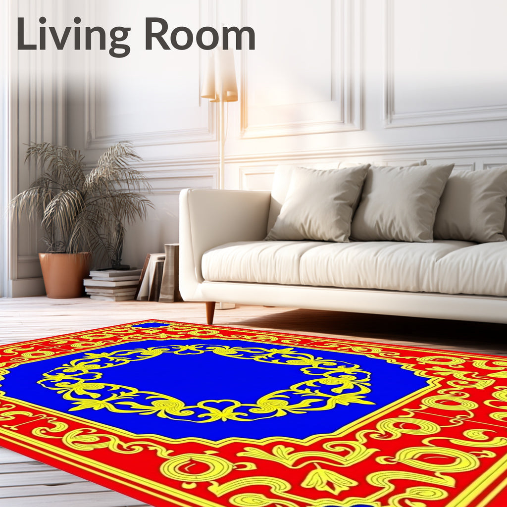 Rich Red Blue 2 Tone Palatial Rug