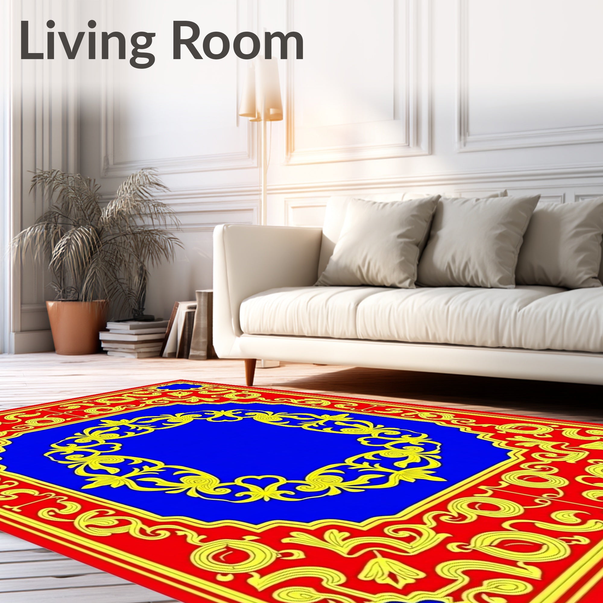 Rich Red Blue 2 Tone Palatial Rug