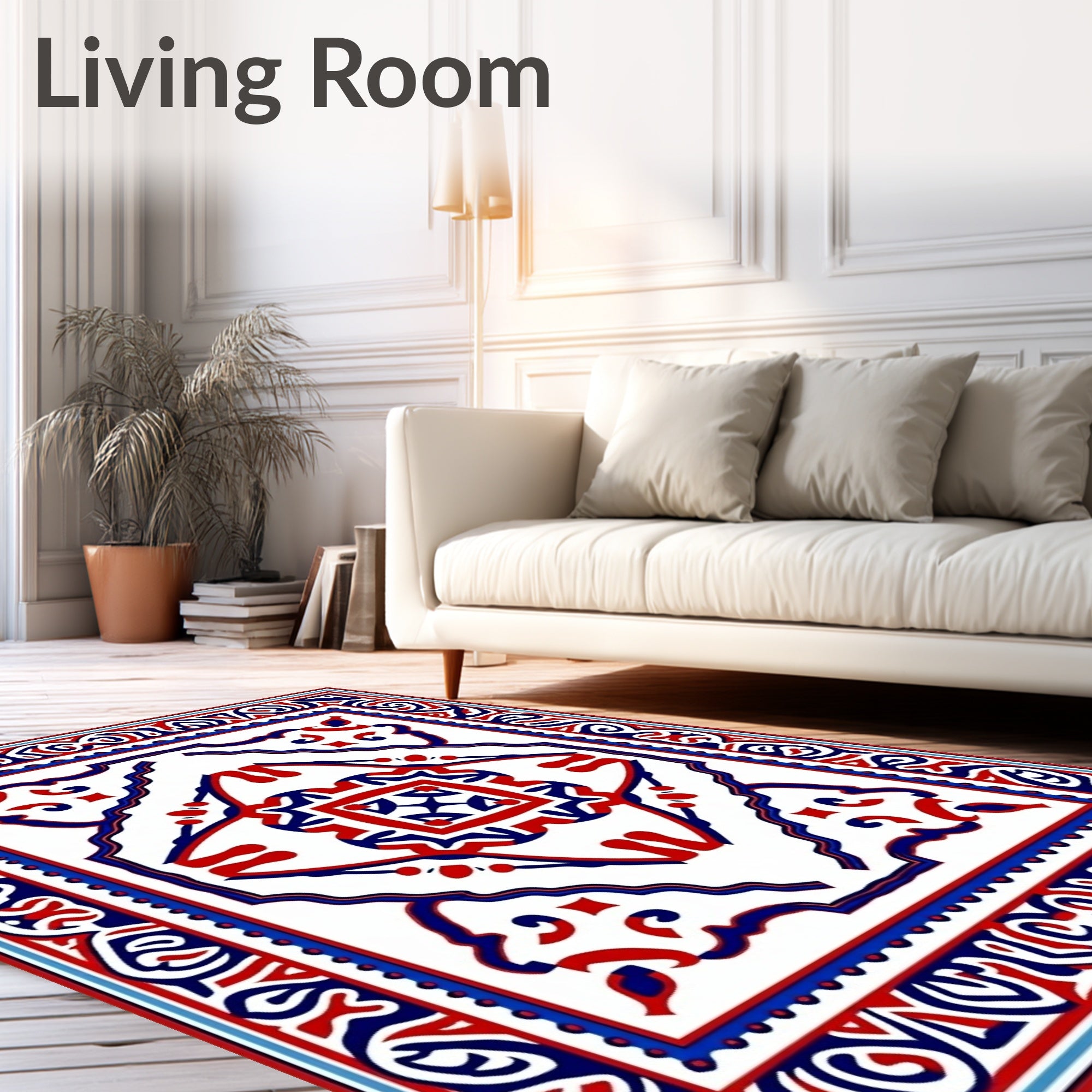 Red Blue Classic Intricate Pattern Rug