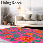 Vibrant Floral Botanical Pattern Rug