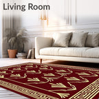 Art Deco Fan Pattern Burgundy Rug