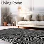 Black And White Swirling Lines Rug