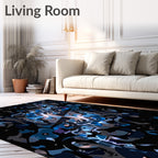 Abstract Blue Dark Night Pattern Rug