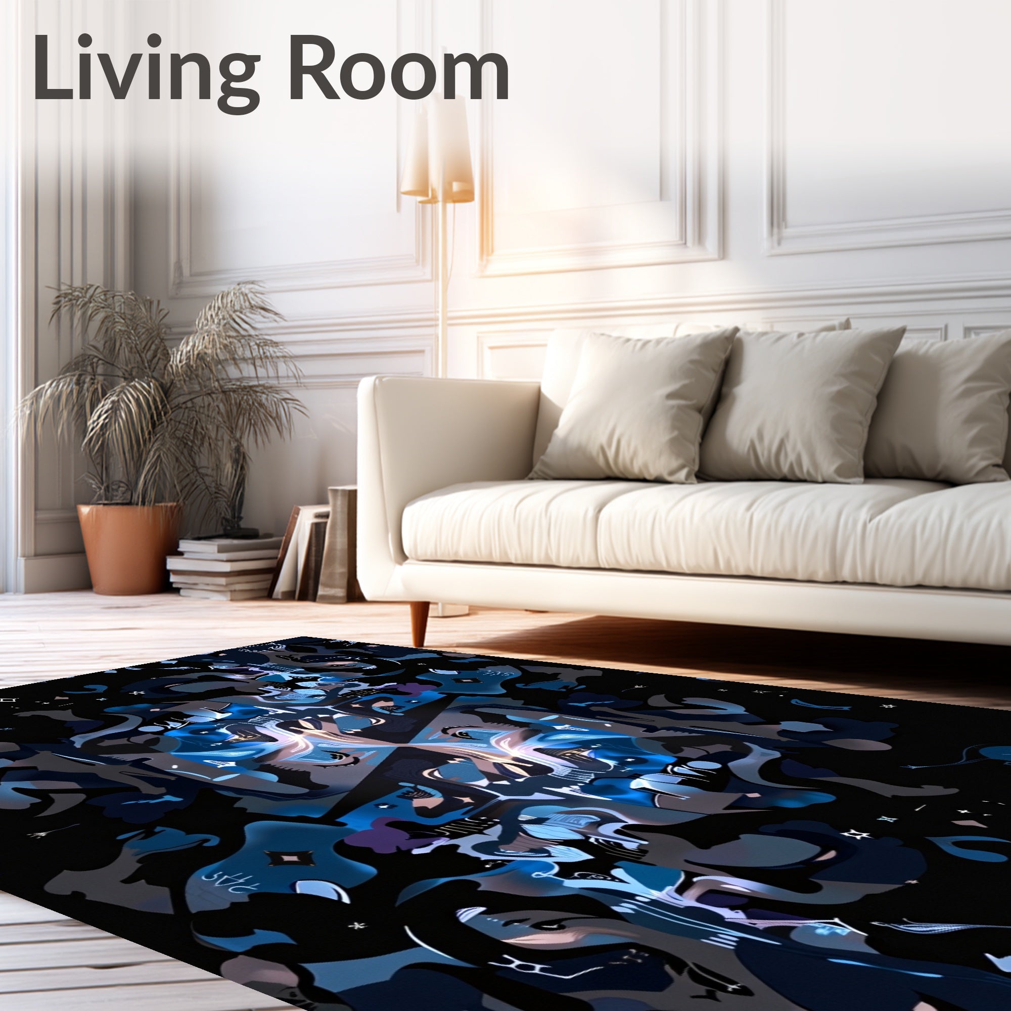 Abstract Blue Dark Night Pattern Rug