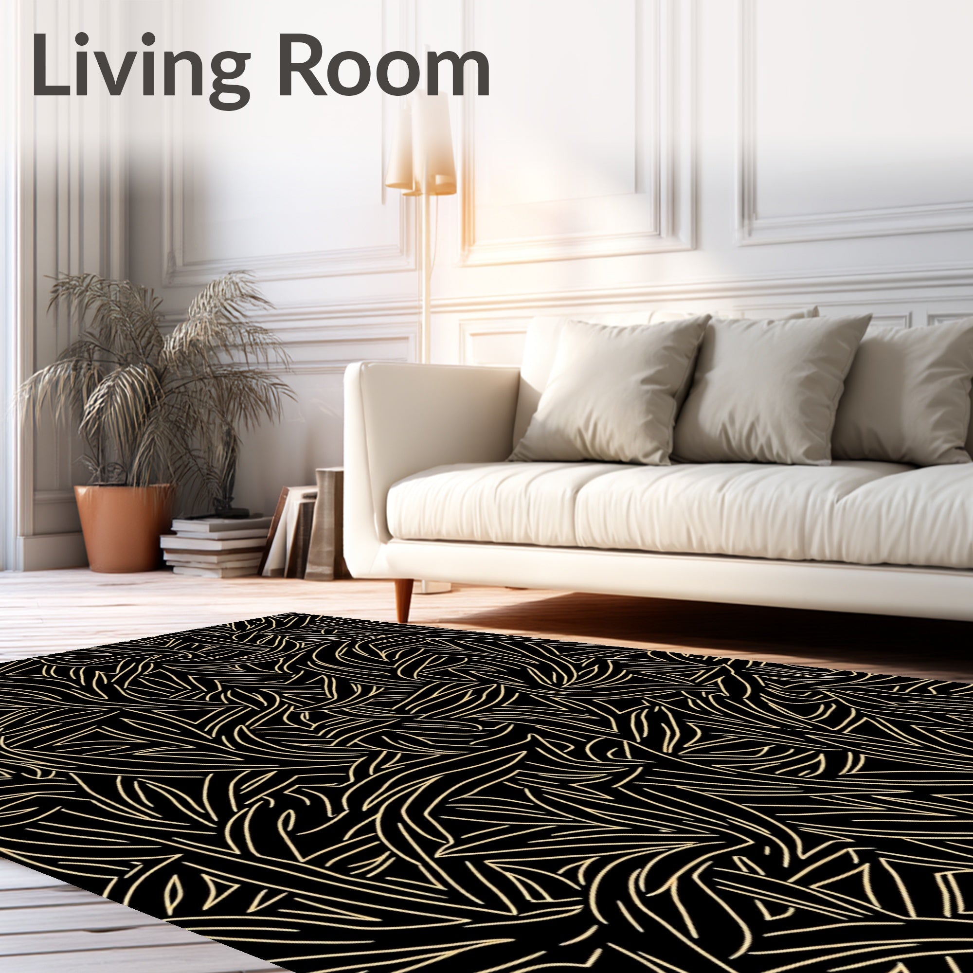 Black Gold Abstract Woven Pattern Rug