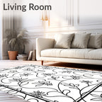 Elegant Swirl Floral Outline Design Rug