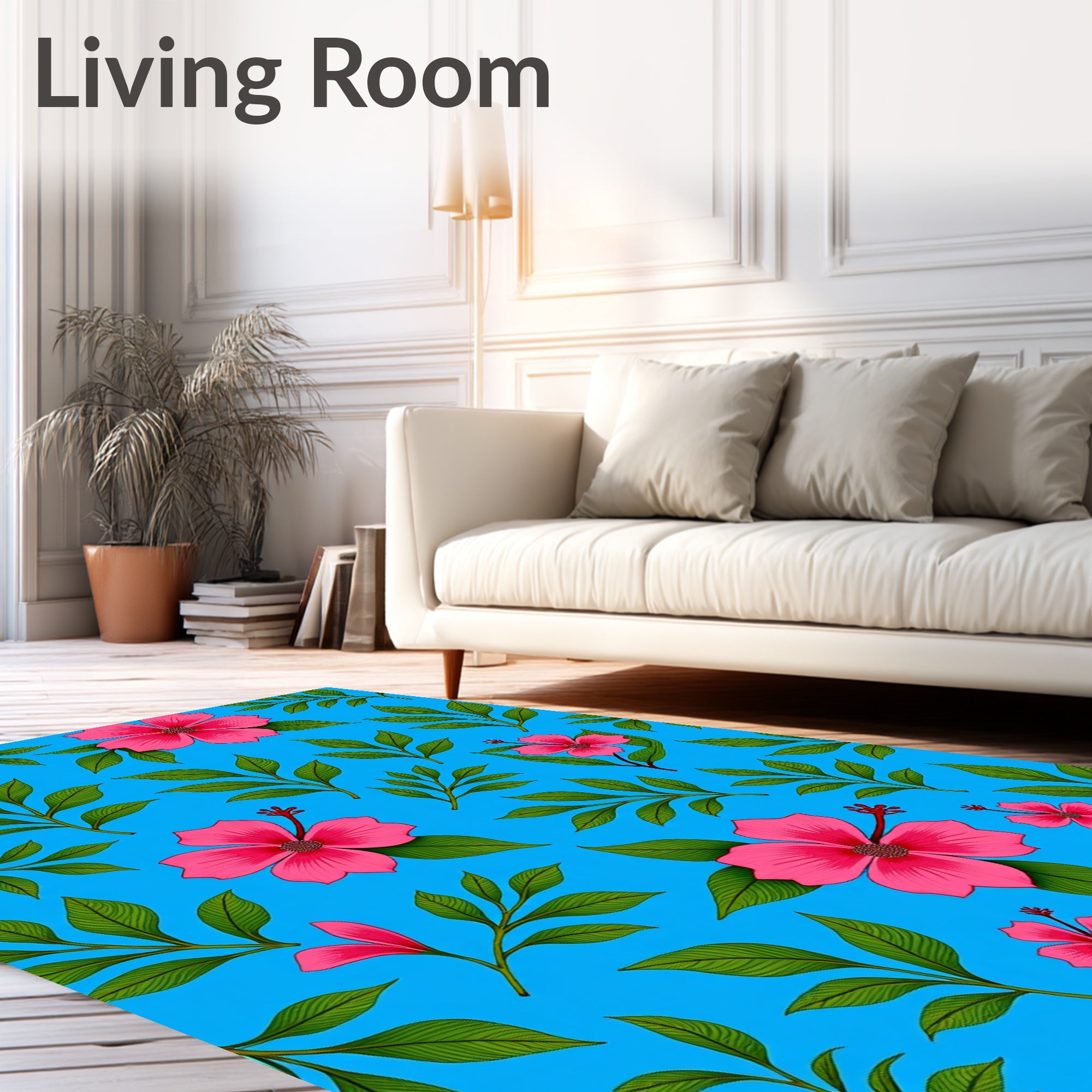 Tropical Hibiscus Blossom Pattern Rug