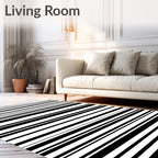 Classic Black White Line Pattern Rug