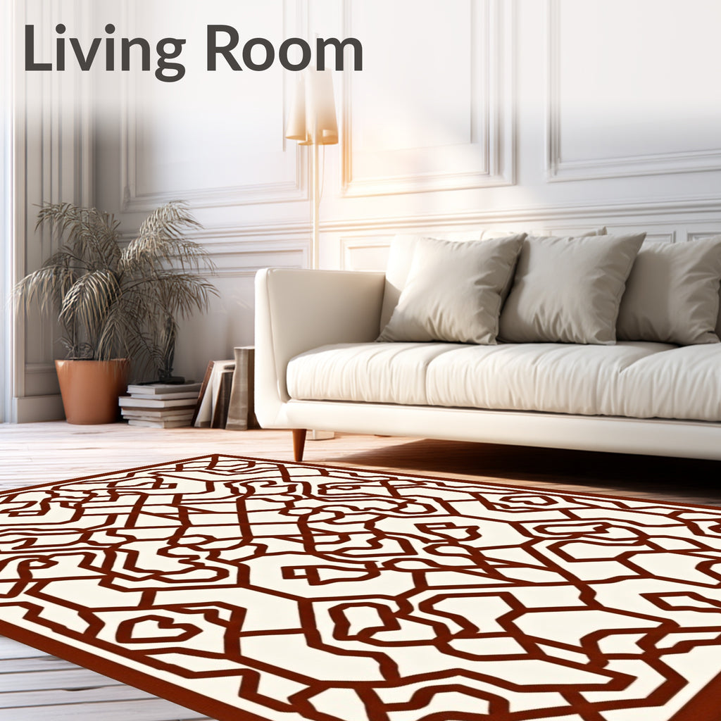 Intricate Brown Geometric Medallion Rug
