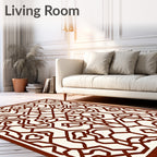 Intricate Brown Geometric Medallion Rug