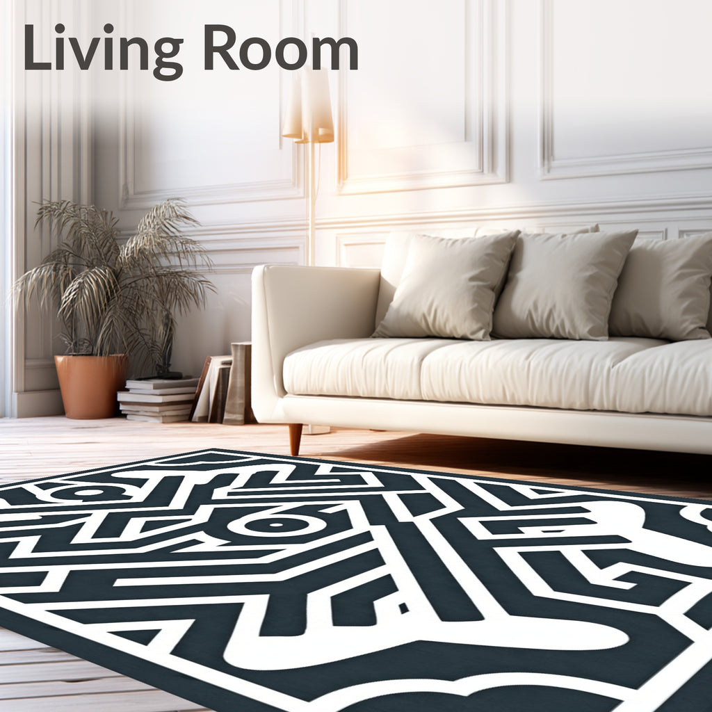 Abstract Geometric Maze Pattern Rug
