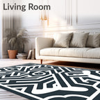 Abstract Geometric Maze Pattern Rug