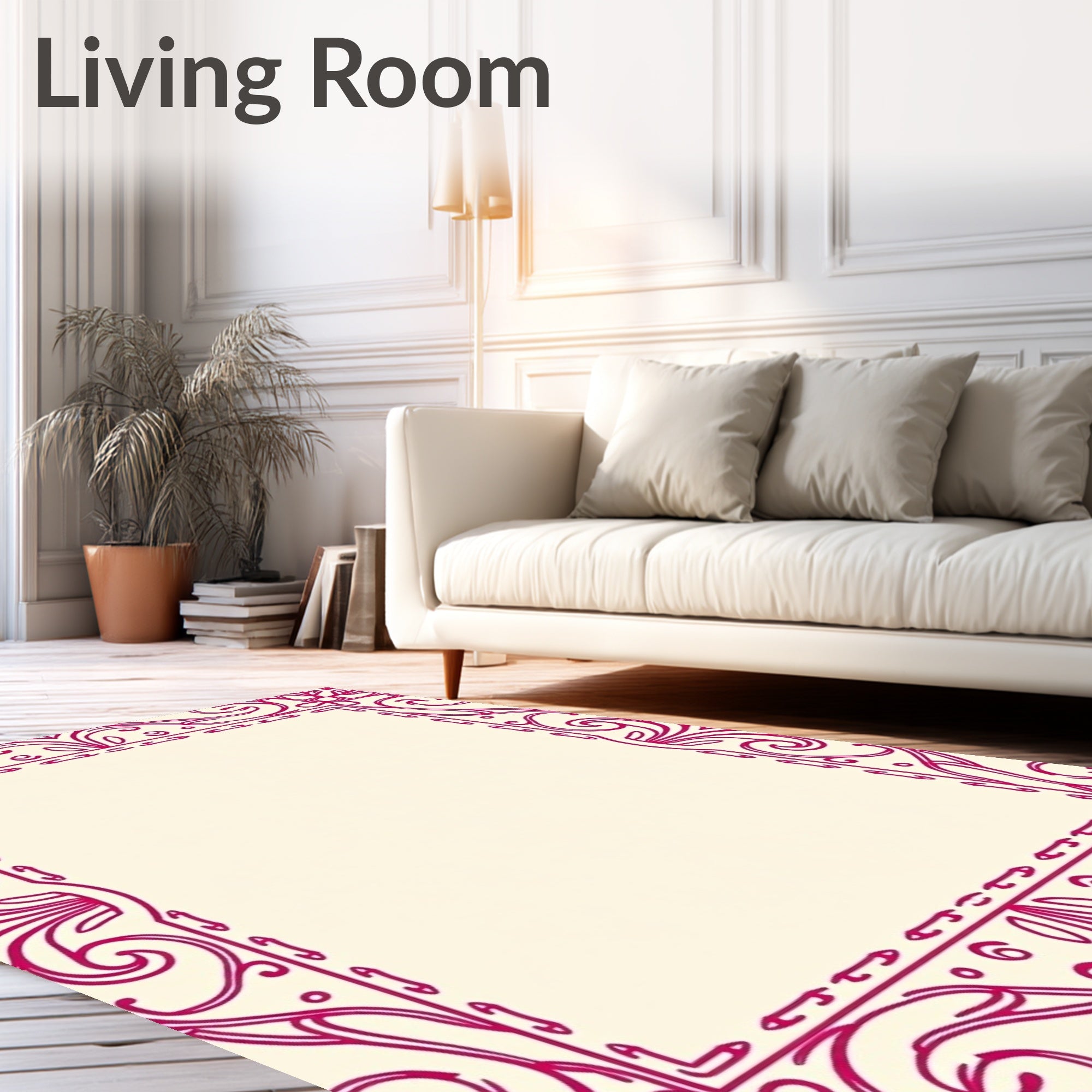 Ornate Flourish Pink Pattern Rug