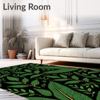 Green Leaf Pattern Tropical Design Rug