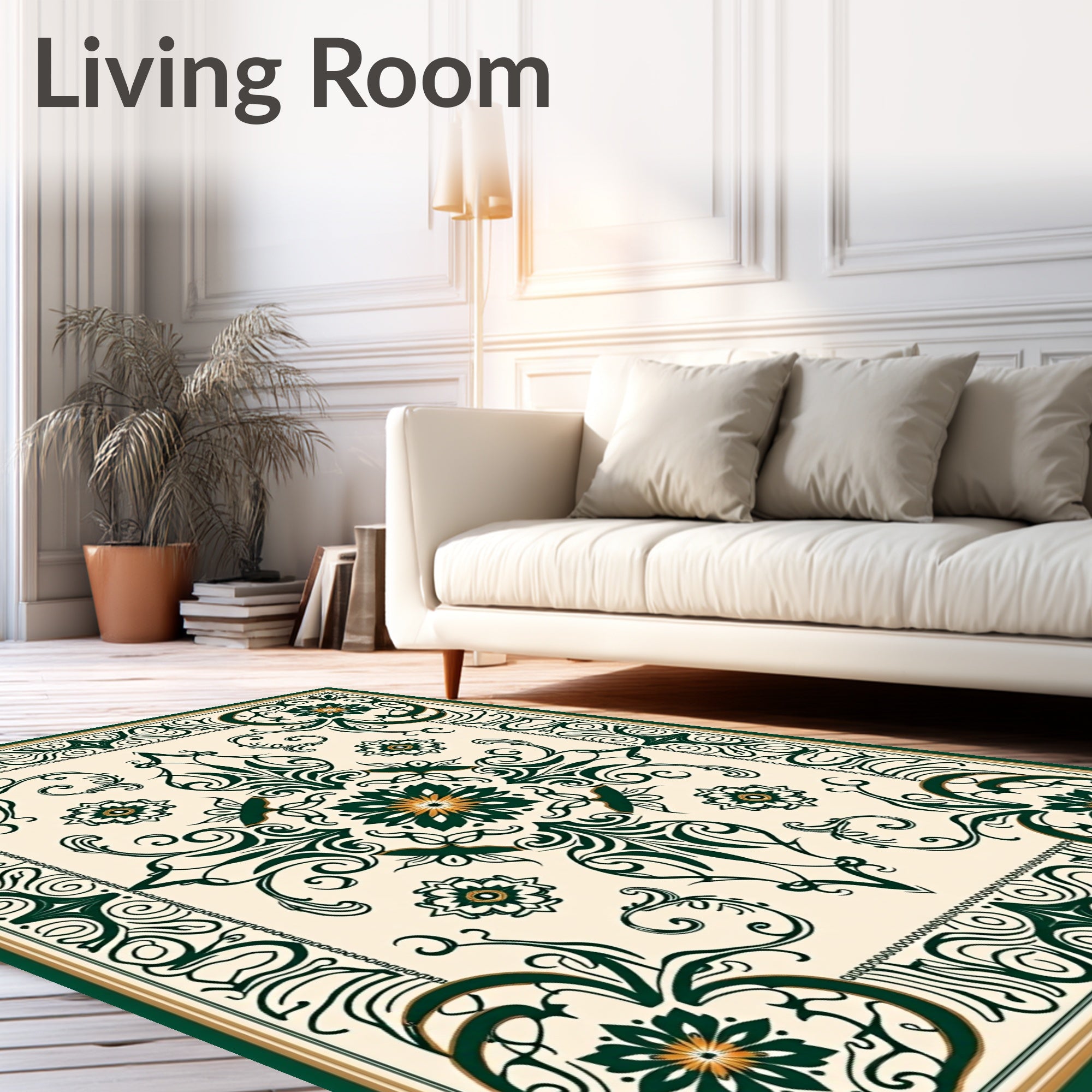 Intricate Floral Scrollwork Pattern Design Rug