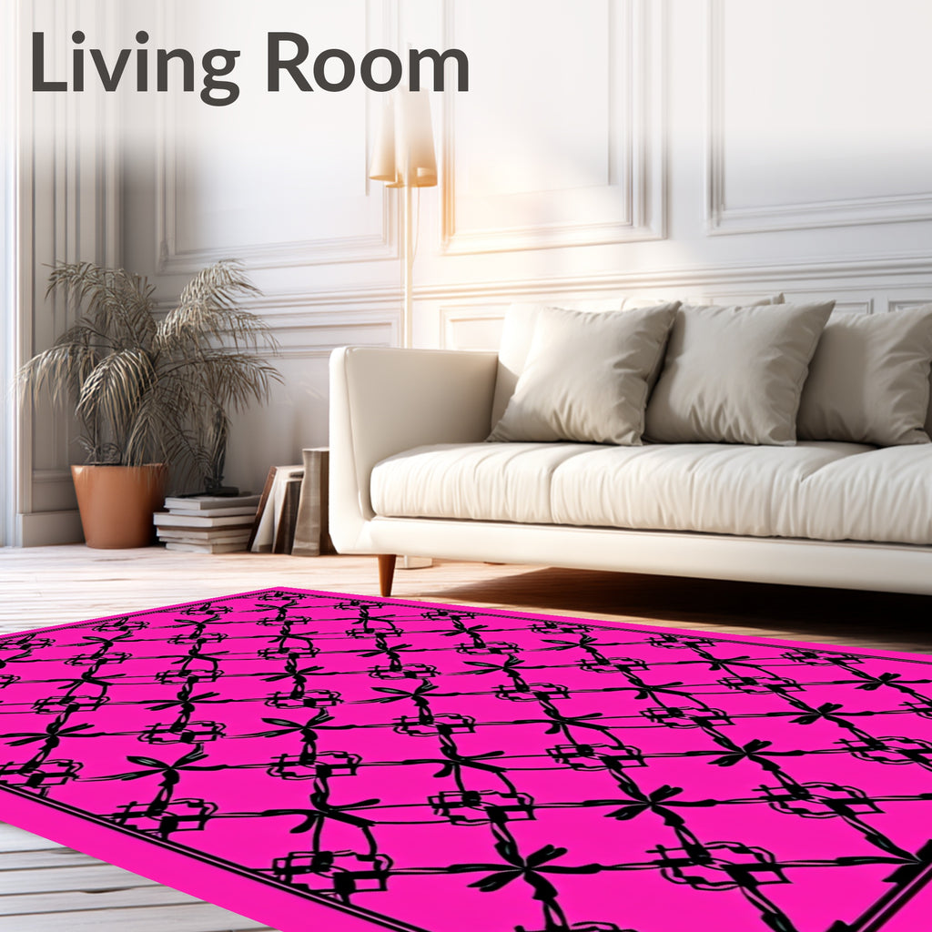 Vibrant Pink Lattice Patterned Rug