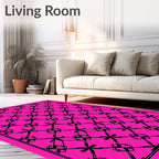 Vibrant Pink Lattice Patterned Rug