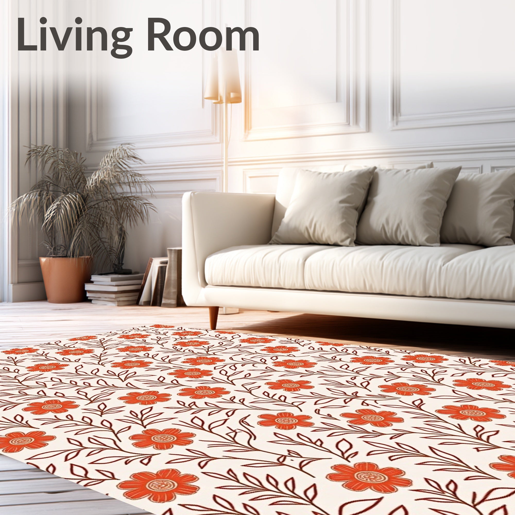 Vintage Floral Branch Pattern Rug